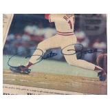 Pete Rose Autographed Newspaper Framed Baseball Piece