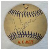 Tom Seaver Autographed New York Mets Vintage Baseball Coaster