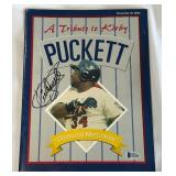 Kirby Puckett Autographed w/ Beckett COA "A Tribute to Kirby" 1996 Minnesota Twins Baseball Magazine