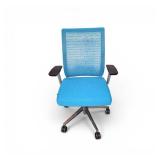 Steelcase Think V2 office chair in turquoise blue with a chrome frame $1100 retail