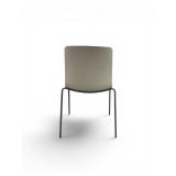 White Steelcase Enea Lottus Chair feat. Red Upholstered Seat and Metal Base