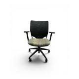 IZZY Task Chair with a black mesh back and a patterned fabric seat