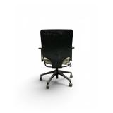 IZZY Task Chair with a black mesh back and a patterned fabric seat