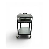 Black Luxor LP34LE-B Mobile Audio-Visual Cart featuring three shelves & Power Cord