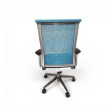 Steelcase Think V2 office chair in turquoise blue with a chrome frame $1100 retail