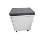 Herman Miller White with Gray Padded Top Pedestal File Cabinet on Wheels