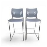 Two Agenda Plus Bar Height Guest Chairs Gray