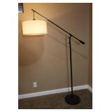 Cantilever Drop Pendant Floor Lamp with Linen Drum Shade