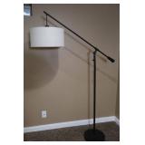 Cantilever Drop Pendant Floor Lamp with Linen Drum Shade