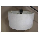 Cantilever Drop Pendant Floor Lamp with Linen Drum Shade