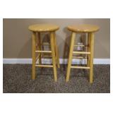 Wood 24" Bar Stools Pair