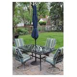 Patio Dining Set With Table, 4 Chairs & Umbrella