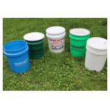 Mixed 5-gallon Pails (Lot of 5)