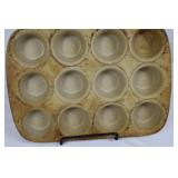 Pampered Chef Stoneware Muffin Pan & Batter Bowl