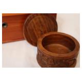 Lane Wooden Box & Carved Trinket Box Mixed Lot