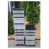 Plastic Drawer Storage Towers (Lot of 2)