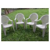 4 Plastic Mesh-Back Lawn Chairs