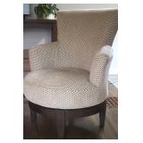 Beige Textured Upholstered Swivel Accent Chair