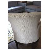 Beige Textured Upholstered Swivel Accent Chair
