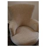 Beige Textured Upholstered Swivel Accent Chair