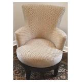 Beige Textured Upholstered Swivel Accent Chair