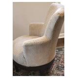 Beige Textured Upholstered Swivel Accent Chair