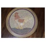 Round Mosaic Rooster Accent Table