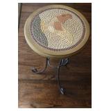 Round Mosaic Rooster Accent Table