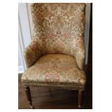 Upholstered Classic Floral Accent Chair with Caster Feet