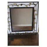 Decorative Wrought Iron Wall Mirror with Glass Accents
