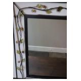 Decorative Wrought Iron Wall Mirror with Glass Accents