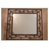 Decorative Wrought Iron Wall Mirror with Glass Accents