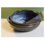 Handmade Stoneware Bowl With Blue Glaze