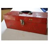 Red Metal Toolbox With Hand Tools Mixed Lot