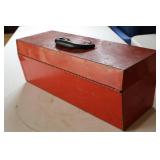 Red Metal Toolbox With Hand Tools Mixed Lot