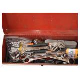 Red Metal Toolbox With Hand Tools Mixed Lot