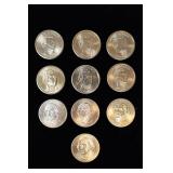 Presidential Dollar Coins Denver Mint (Lot of 10)