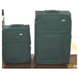 Dark Green Rolling Luggage Set (2 Pieces)
