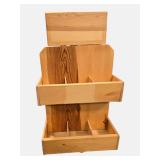 RUSTIC SOLID WOOD 2-TIER ORGANIZER / STORAGE CADDY – HANDCRAFTED STYLE!