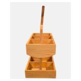 RUSTIC SOLID WOOD 2-TIER ORGANIZER / STORAGE CADDY – HANDCRAFTED STYLE!
