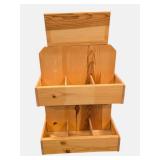 RUSTIC SOLID WOOD 2-TIER ORGANIZER / STORAGE CADDY – HANDCRAFTED STYLE!