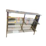Modern Glass Display Shelf Cabinet – 66” Wide Contemporary Multi-Tier Shelving Unit