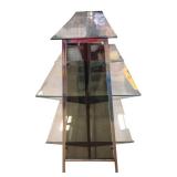 Modern Glass Display Shelf Cabinet – 66” Wide Contemporary Multi-Tier Shelving Unit