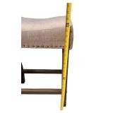 Set of 3 Upholstered Counter Height Stools – Neutral Fabric & Wood Finish