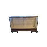 Vintage 72” Glass Display Showcase Cabinet Store Counter Woodgrain Retail Case