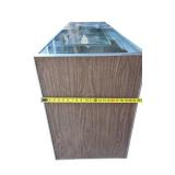 Vintage 72” Glass Display Showcase Cabinet Store Counter Woodgrain Retail Case