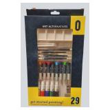 Painter’s Starter Bundle – New Art Alternatives 29pc Paint Set, Insulated JWorld Bag & Glass Décor