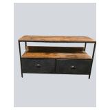 Rustic Industrial TV Stand / Console Table with Drawers – Wood & Metal Storage Unit