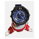 AJ Men’s Black & Blue Sport Watch w/ Display Box – Oversized Designer Style – Retail $319