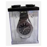 AJ Men’s Silver Tone Designer Style Watch w/ Box – Black Dial – Retail $329